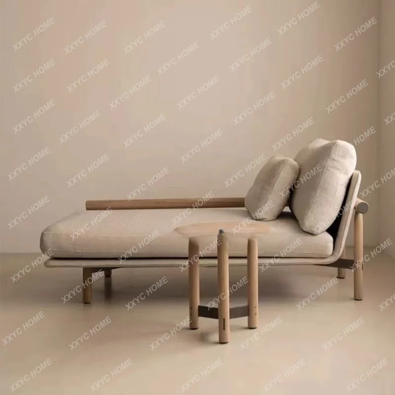 

living room fabric sofa chair designer bed and breakfast rest recliner Japanese concubine position log wind solid wood