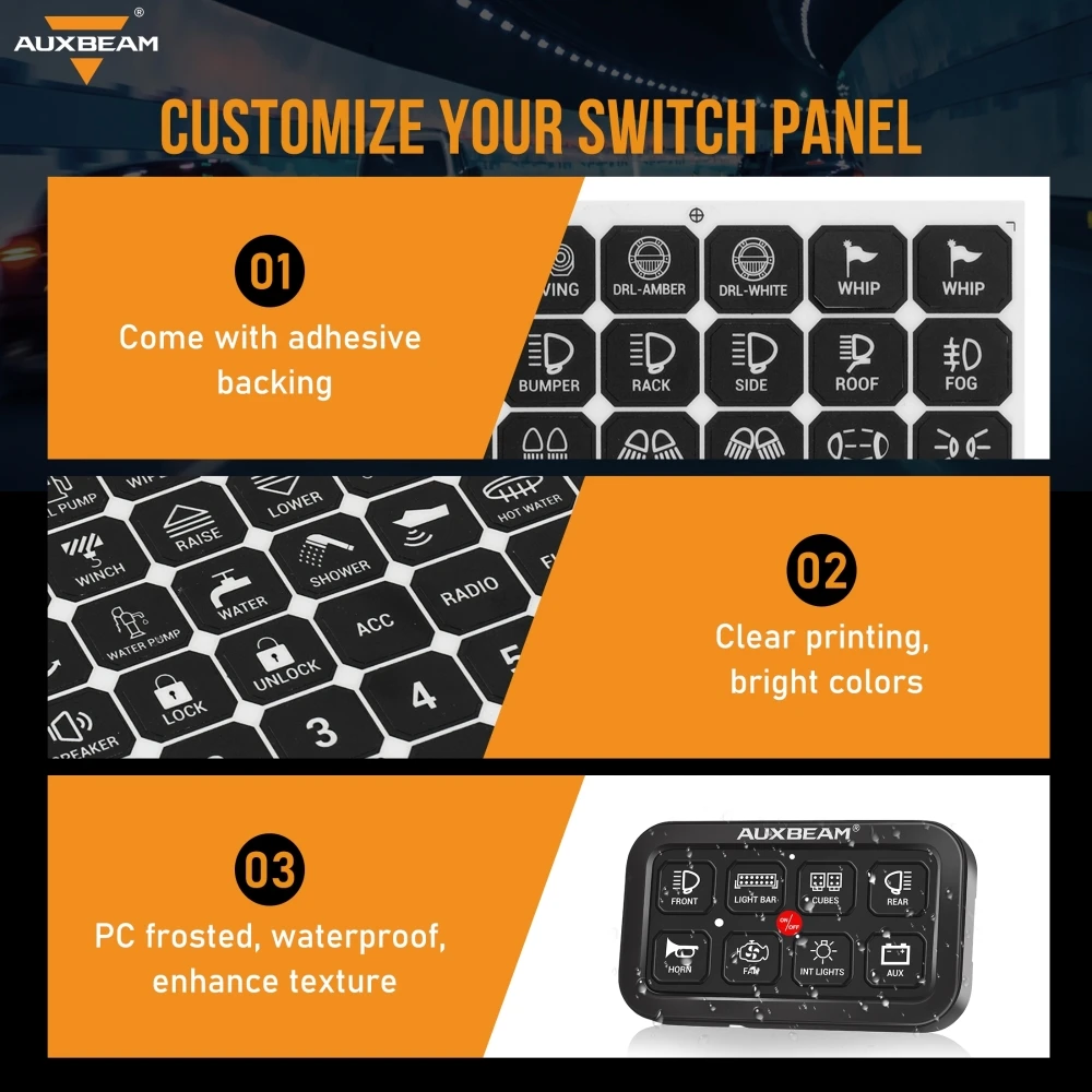160 pieces Switch Panel Label Stickers for RA80XL RB80XL AR600 AC1200 AUXBEAM Switch Panels Accessories Parts