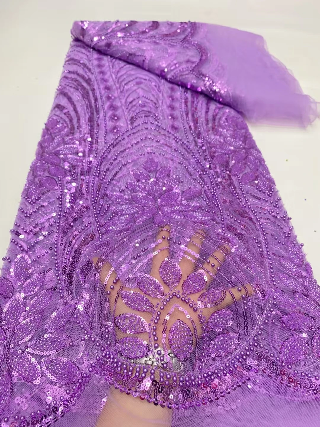 Hochwertiger afrikanischer nigerianischer Tüll-Spitzenstoff, 2025, französischer Netz-Pailletten-Perlenstoff, Nähen, Stickerei, Spitze für Kleider, 5 Yards