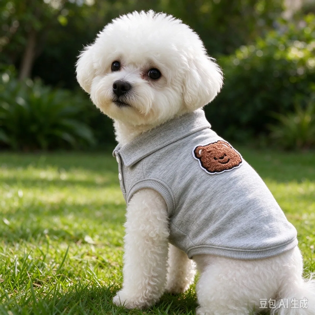 Soft Dog Polo Shirt, Cute Brown Bear Embroidery Sleeveless Pet Vest for Small Dogs, Breathable Puppy Clothes for Daily Walking