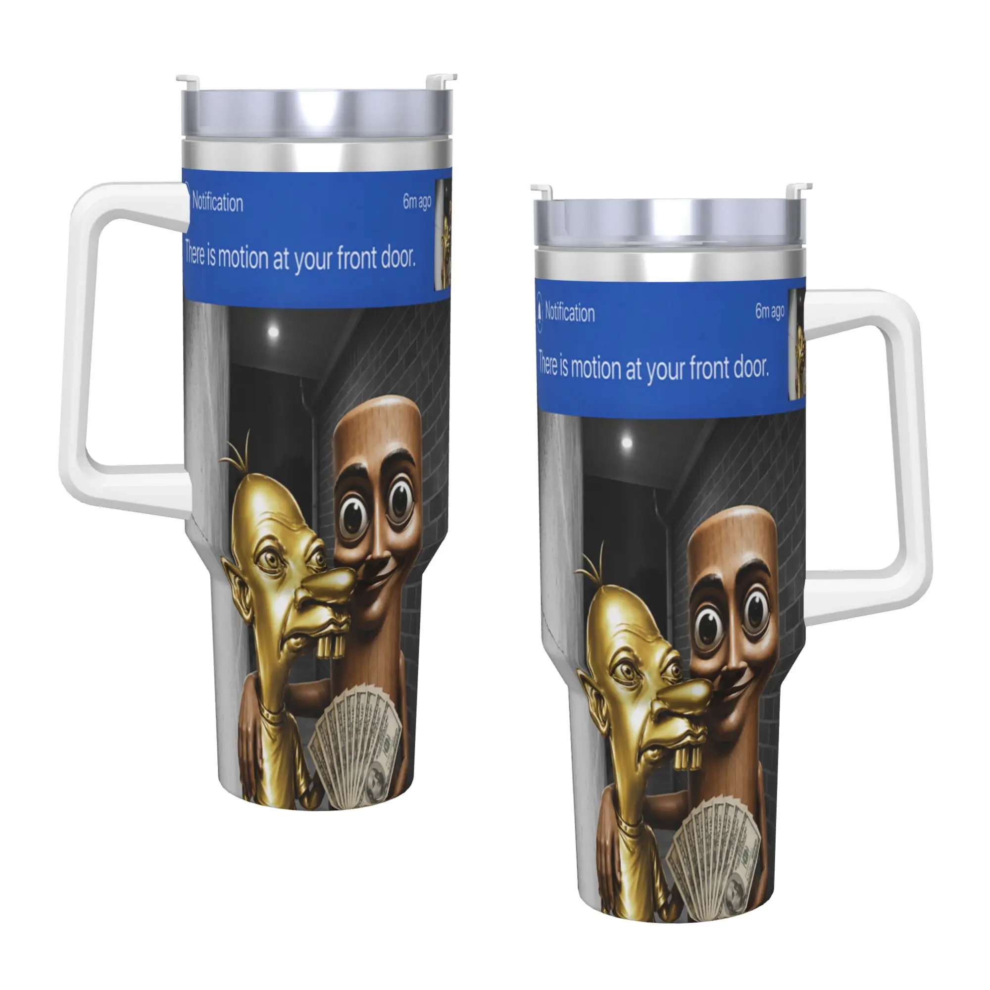 There is Motion at Your Front Tung Tung Sahur Money Tumbler Cold and Hot Water Bottle Leakproof Stainless Steel Thermal Cups
