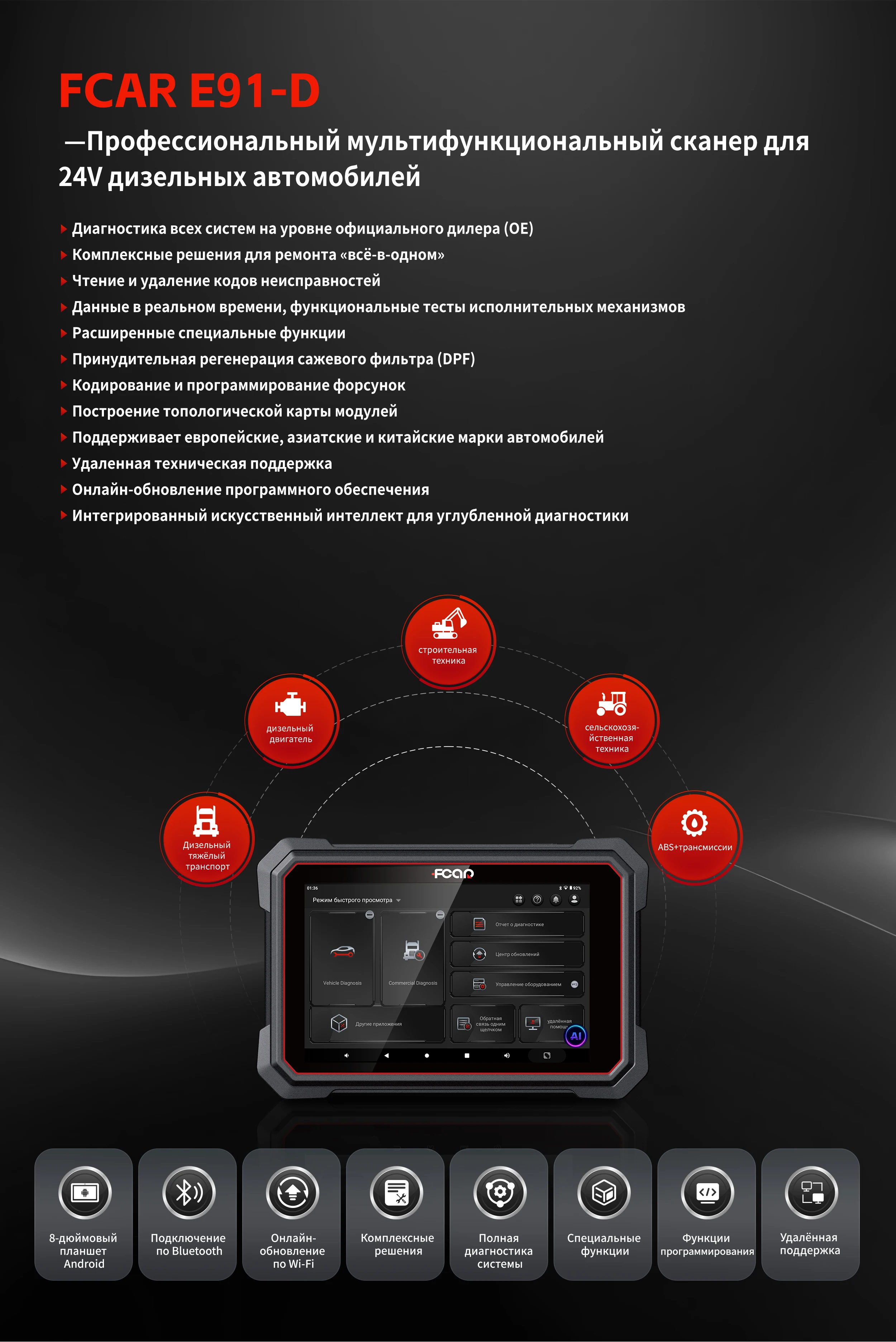 FCAR E91-D F7S-D Mini Diagnostic Tool Diesel Heavy Truck Bus Machinery Diagnostic Scanner Garage Equipment Diagnostic Scan Tool view 5