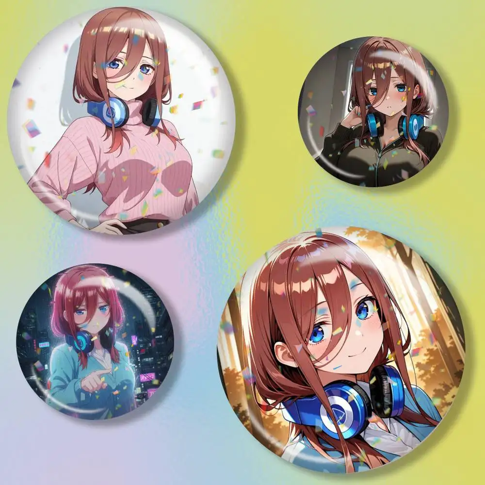 The Quintessential Quintuplets Miku Nakano  Brooch Metal Decorative Brooch Pins for Backpack Clothes Jacket Accessories.