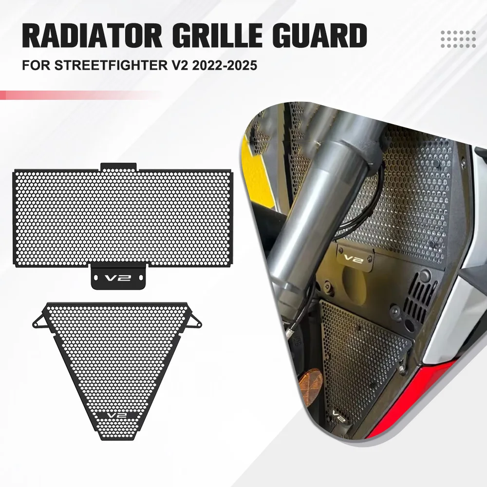 

FOR Ducati Streetfighter V2 2022-2024 2025 Motorcycle Accessories Radiator Grille Guard Protector Water Tank Protection Cover