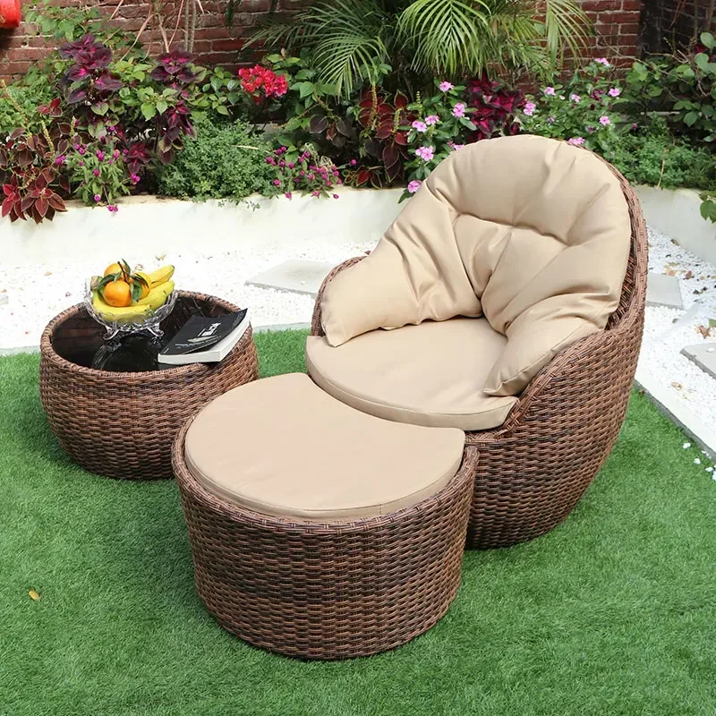 yyhcOutdoor sofa courtyard Internet celebrity outdoor balcony rattan chair tea table three-piece set Lazy leisure home rattan ch