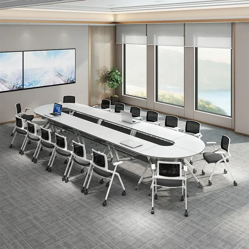 Stitching Combination Multi-functional Tutorial Class Fold Up Training Desk Meeting Table and Chair