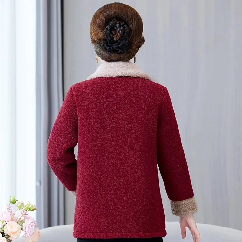 New Middle-age Women Clothes Winter Coat Thicken Lambswool Jacket Fleece Parkas Female Cotton Padded Jacket Warm Tops Outerwear