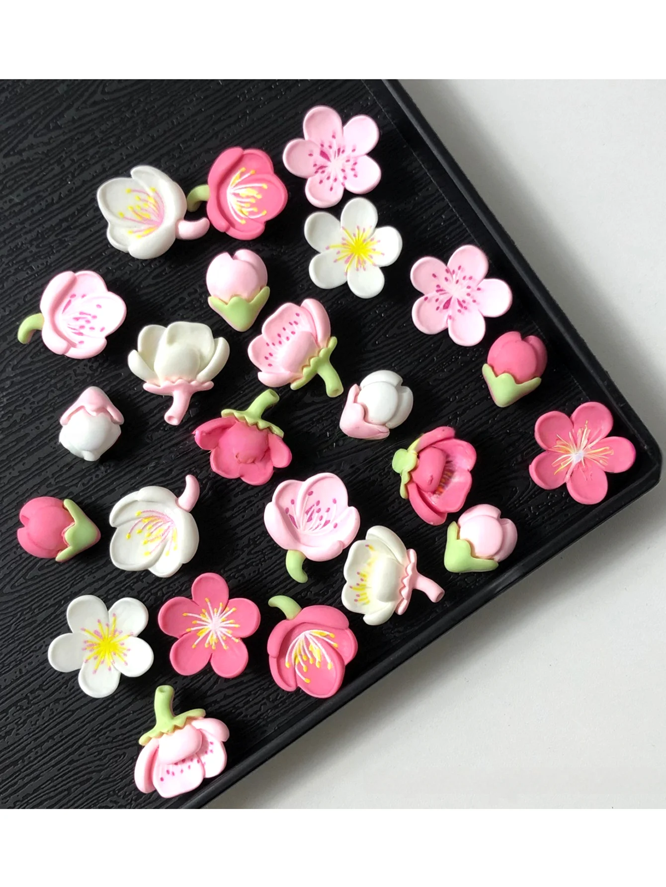 Juego de decoración de zapatos con flor de cerezo degradada de 12/24 piezas, rosa-blanco, ABS duradero con rosa, extraíble