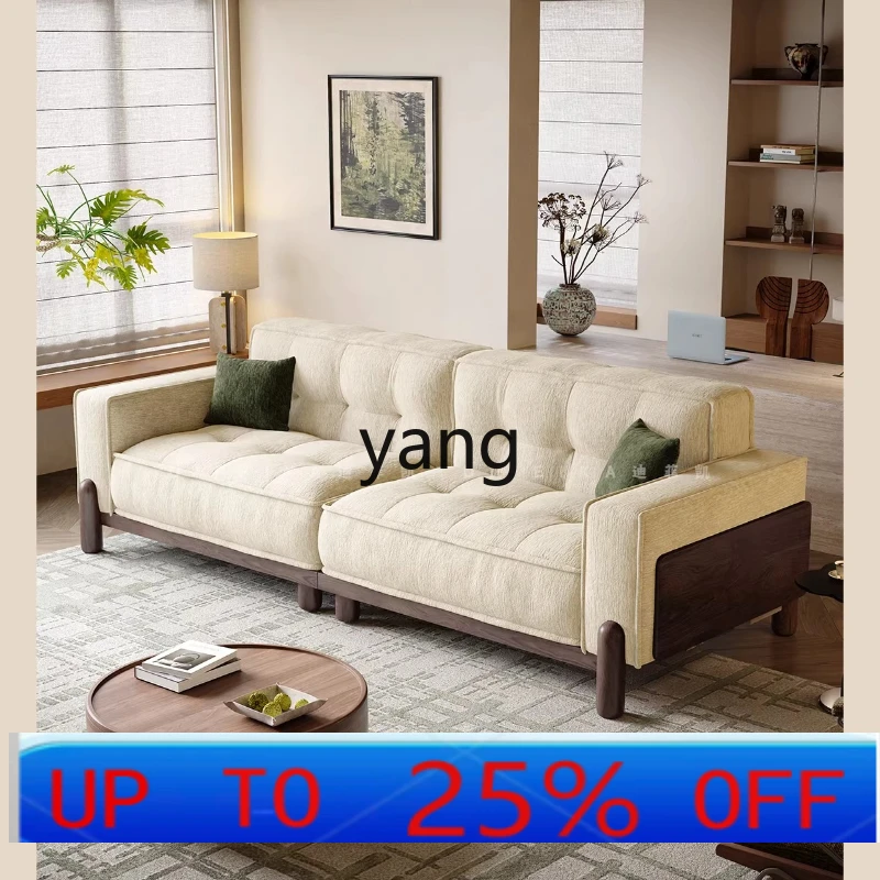 

LTT French antique tofu block fabric sofa living room solid wood toast sofa three people