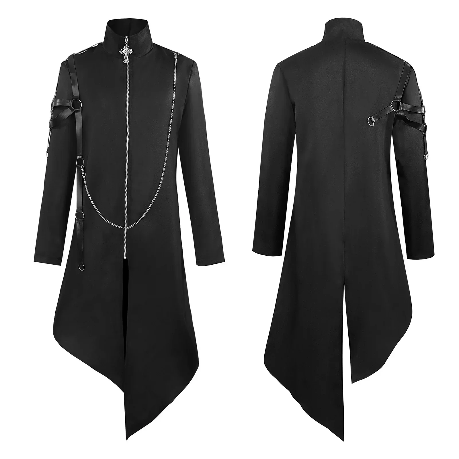 

Men's Medieval Vintage Tailcoat Punk Rock Trench Gothic Style Jacket Performance Costume Stand Collar Coat Halloween Tuxedo 2025