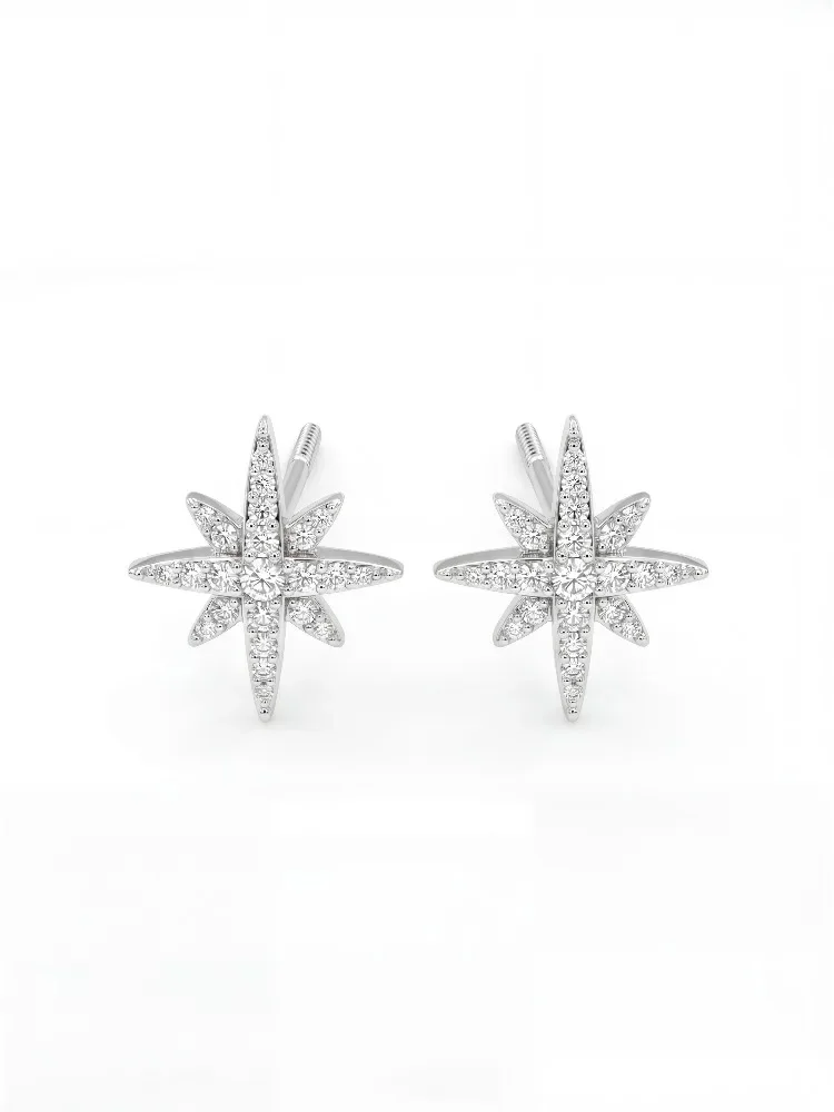 Echte Moissanit-Diamant Stellar Spikes Ohrringe für Damen 925 Sterling Silber Jubiläums-Luxus Hochwertige Feine Schmuckstücke – Detail 6