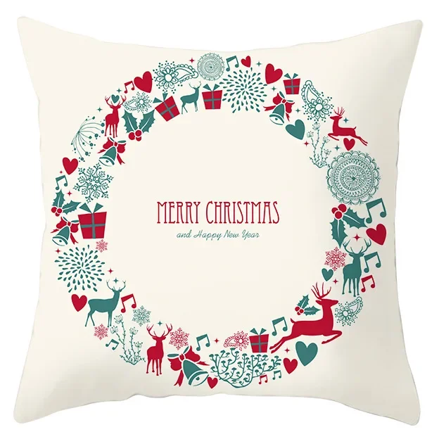 2020 NEW Merry Christmas White Pillowcase Reindeer Snowflakes Print Cushion Cover Simple Style Decorative Sofa Car Throw Pillows