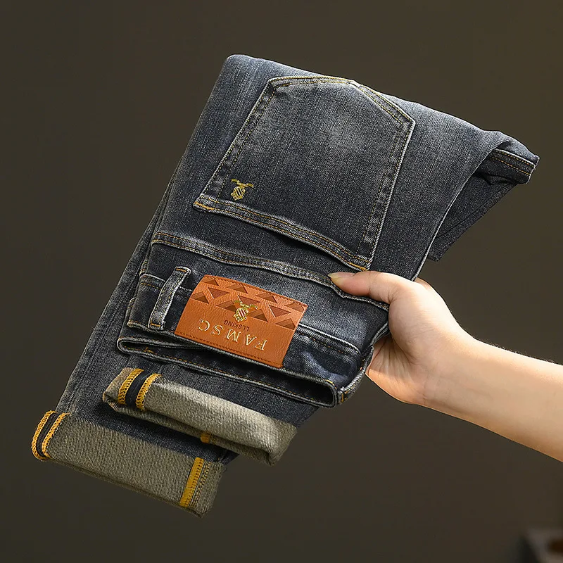 High-End Jeans Men's Spring and Autumn Washed-out Vintage Affordable Luxury Fashion All-Matching Slim Fit Long Skinny Pants