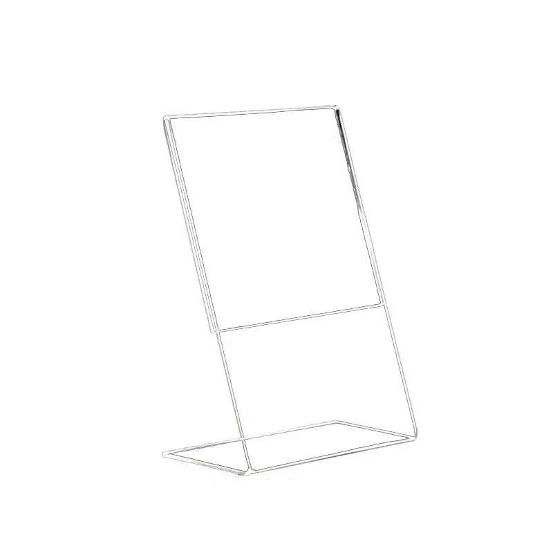 2pcs Transparent Acrylic Sign Holder Display Stand Restaurant Table Menu Card Paper Holder Rack Photo Picture Flyer Frame