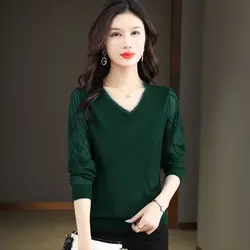 Women's Top Lace Sweater Loose and Versatile Large Size Western Style Bottoming Shirt
