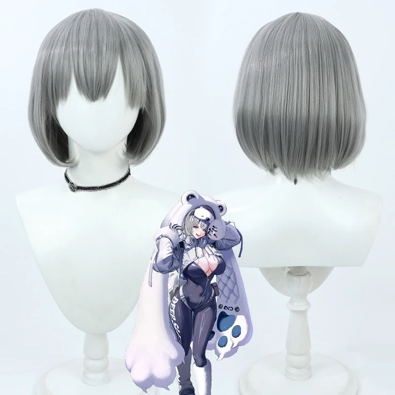 

Neve Wig NIKKE The Goddess of Victory Cosplay Gray Short Heat Resistant Synthetic Hair Halloween Costume Party Role Play Wigs