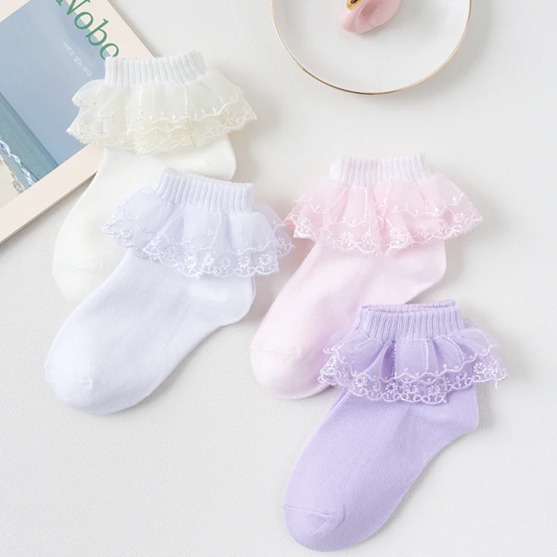 

Girls Lace Ruffle Princess Mesh Socks Infant Baby Kids Short Sock Ruffle White Pink Little Girl Socks Toddler Girl Socks 1-7Y