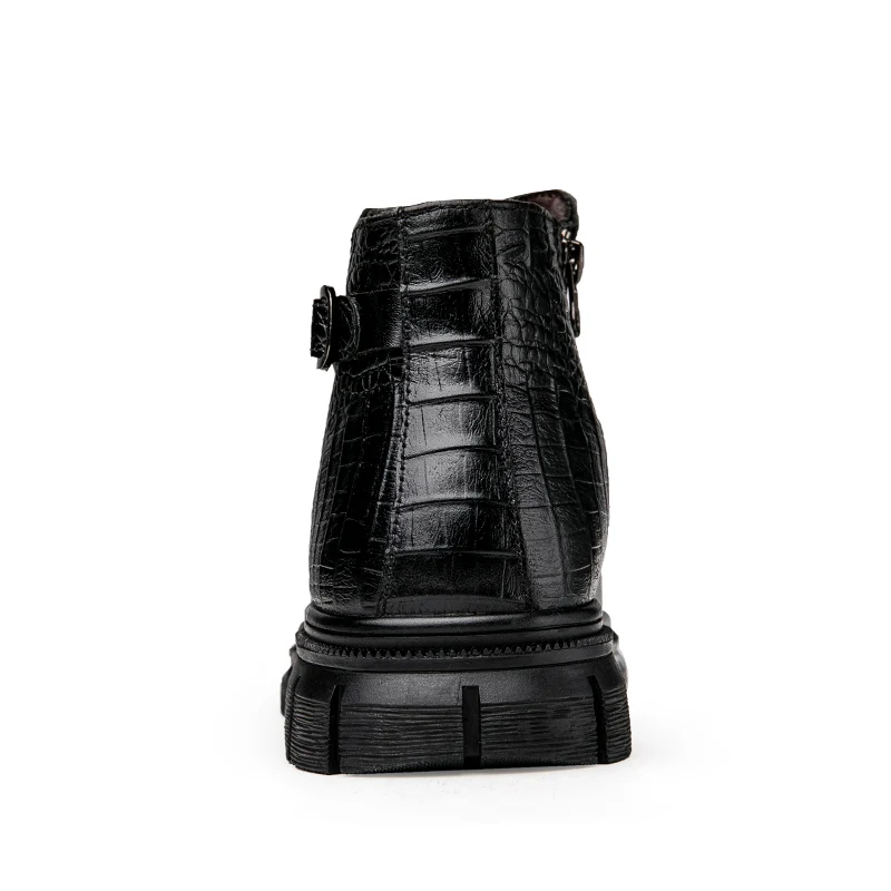 Winter Men Genuine Leather Boots Ankle With Zippers Fashion Big Size 46 47