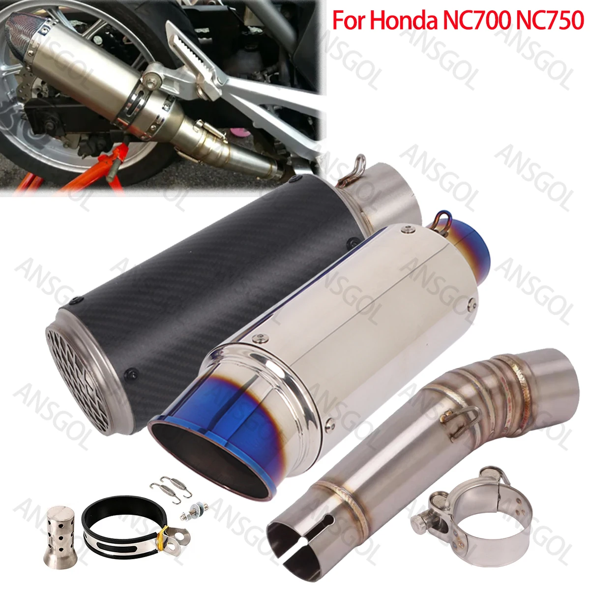 

Exhaust Systems Pipe Slip for Honda NC700 NC700X NC700S NC750 NC750X NC750S 2012-2023 Escape Modify Muffler Middle Link Pipe