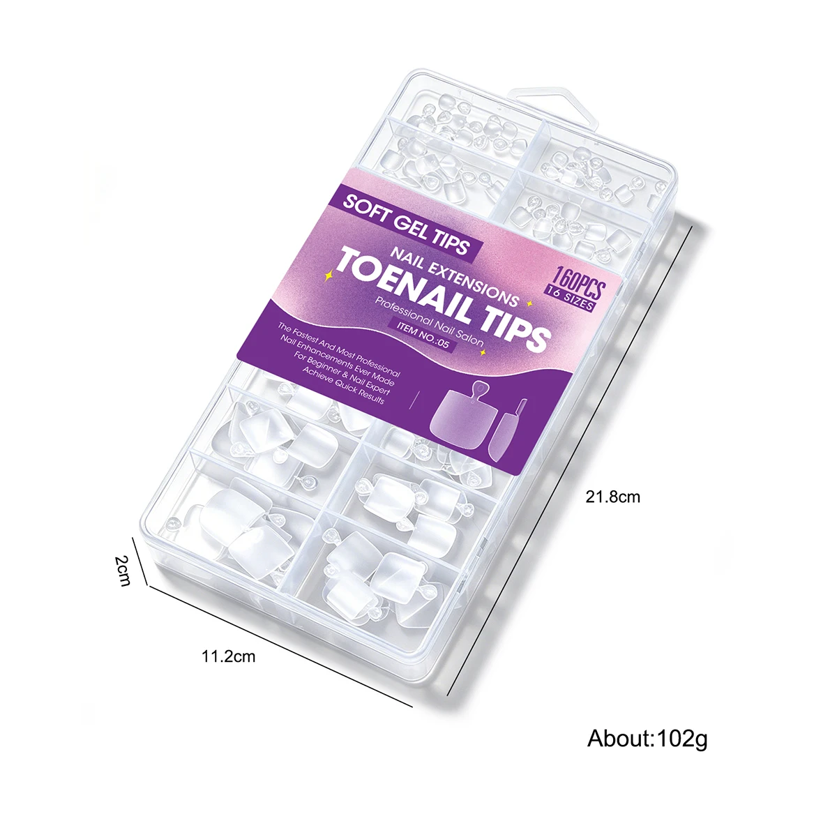 160/320 Stück Press-On Zehennägel, kurze, matte Zehennägel, vollständige Abdeckung, weiche Gel-Zehennagelspitzen, Verlängerung für Salon, Zuhause, Fußpflege, Maniküre – Detail 6