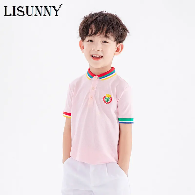 

T-Shirts for Boys 2023 Summer Polo Embroidery Tops Kids Clothes Children Fashion Short Sleeve Cotton Striped Tee Shirt 3T-12T