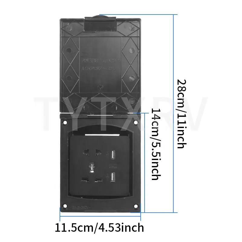 OEM جودة عالية قافلة 86 المقبس تعديل الملحقات السلطة التصحيح صندوق مقاوم للماء التوصيل نوع USB RV المقبس التصحيح مربع
