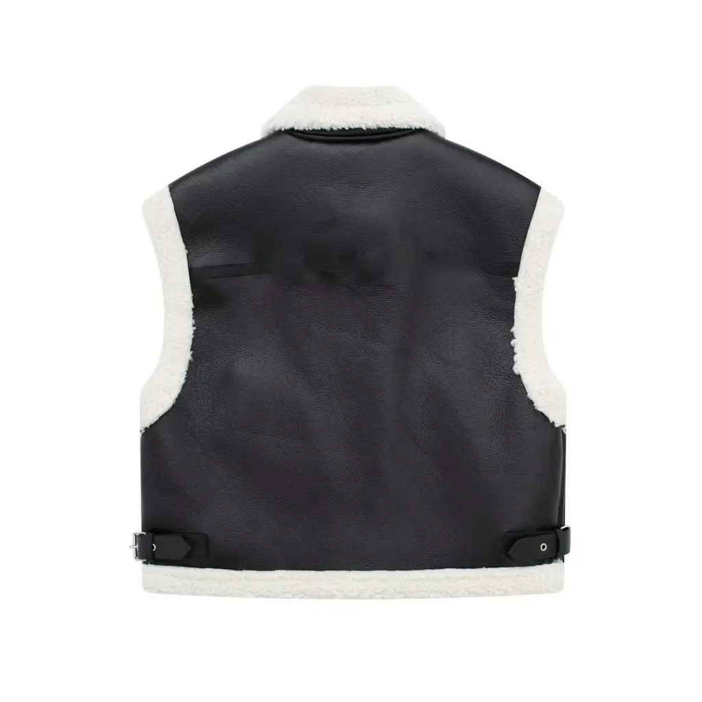 

Autumn Winter Vintage Lamb Fur Vest Coat Loose Zipper Suede Thickened Women's Fashion Outerwear