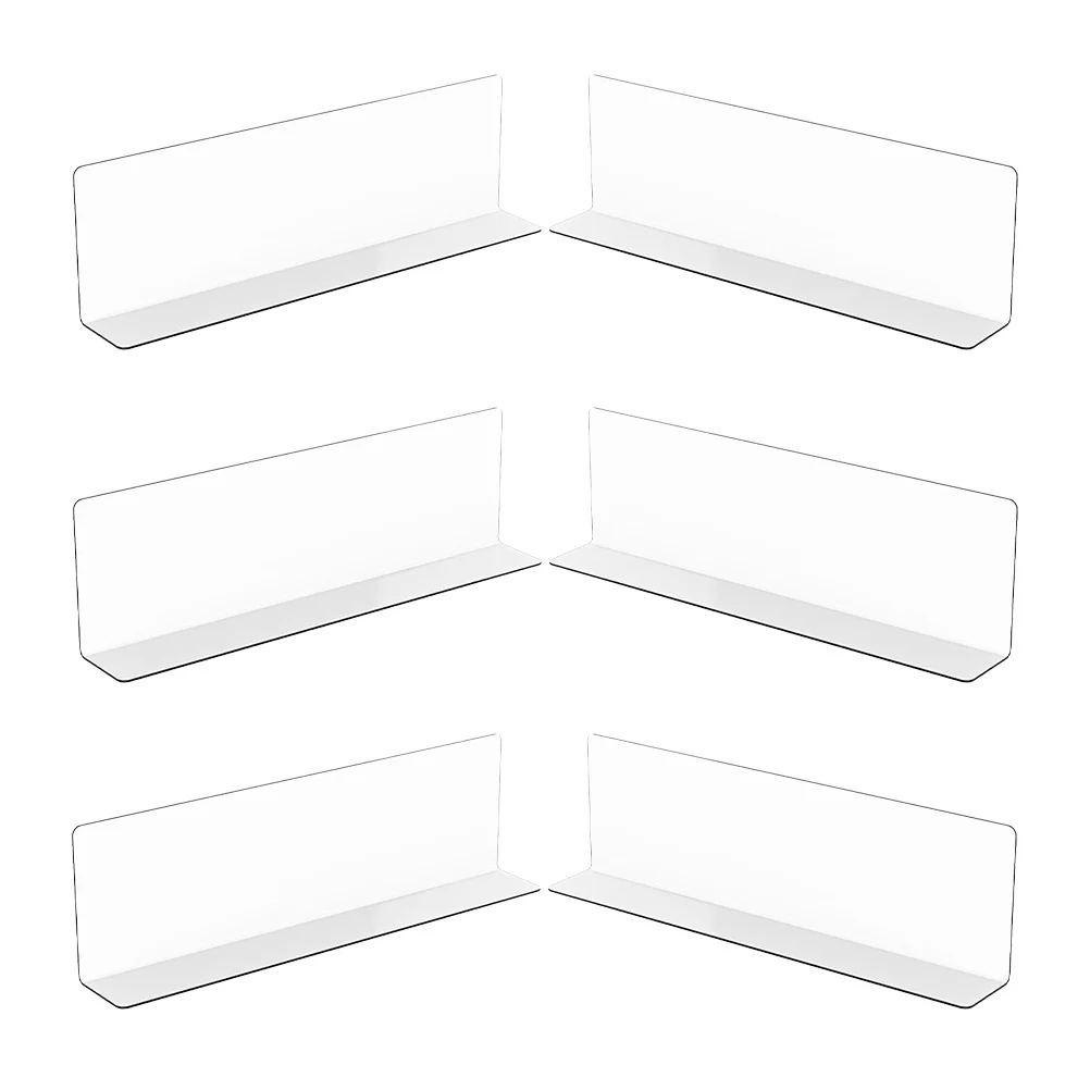 

6Pcs L-Shaped Shelf Dividers 28Cm Transparent Plastic Supermarket Blocker for Cabinet Closet Organization Non-Slip Space Saver