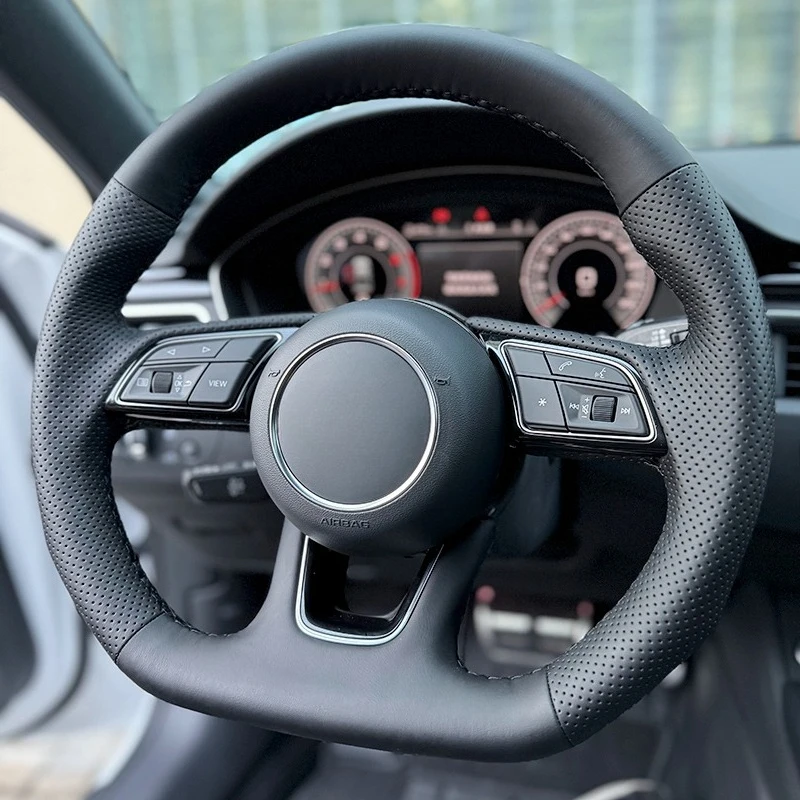 

DIY Hand-Stitched Non-slip Durable Nappa Leather Steering Wheel Cover for Audi A4L A3L Q5L A6L Q7 Q8 Car Interior Accessories