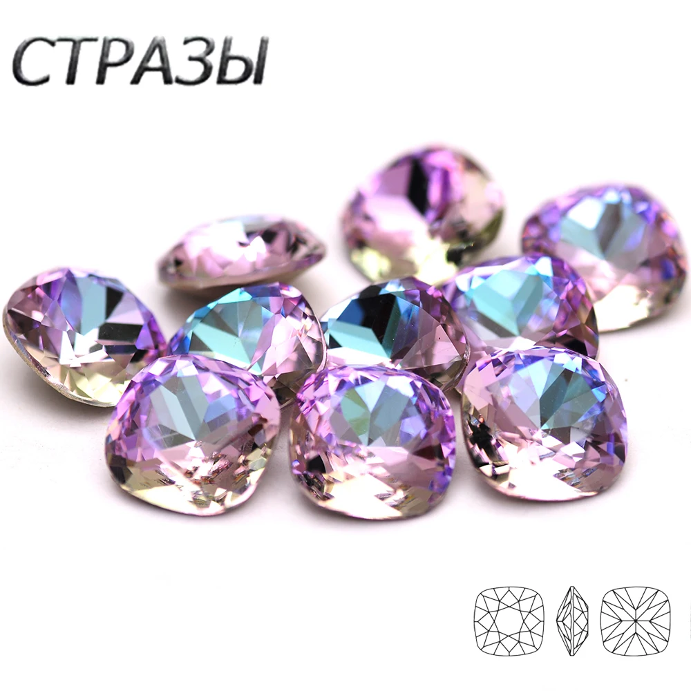 CTPA3bI 4470 Vitrail Light Cushion Cut Glass Glitter Crystal Pointed Back Fancy Stones Crafts For Nail Art Garment Decorations