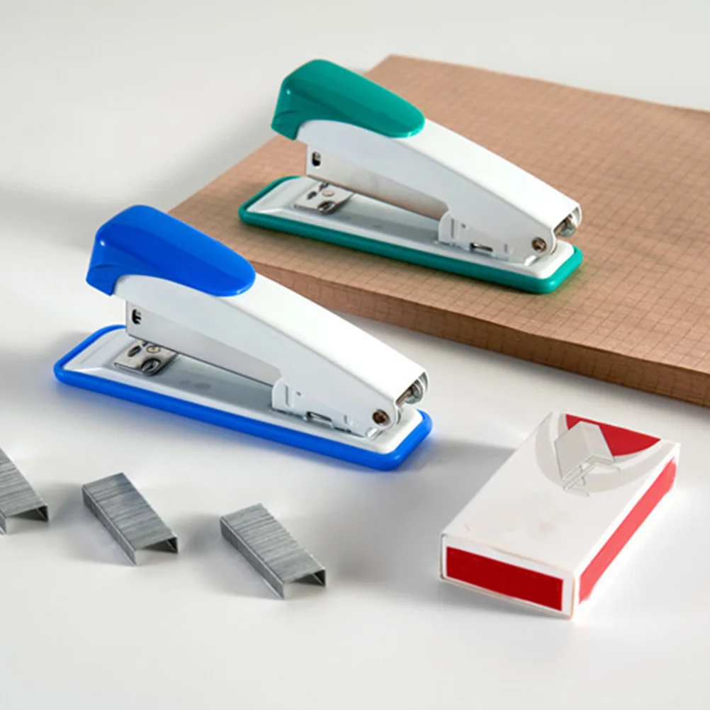 2 Pcs Indoor Stapler Office Small Stainless Steel Paper School Book Stapling Tool