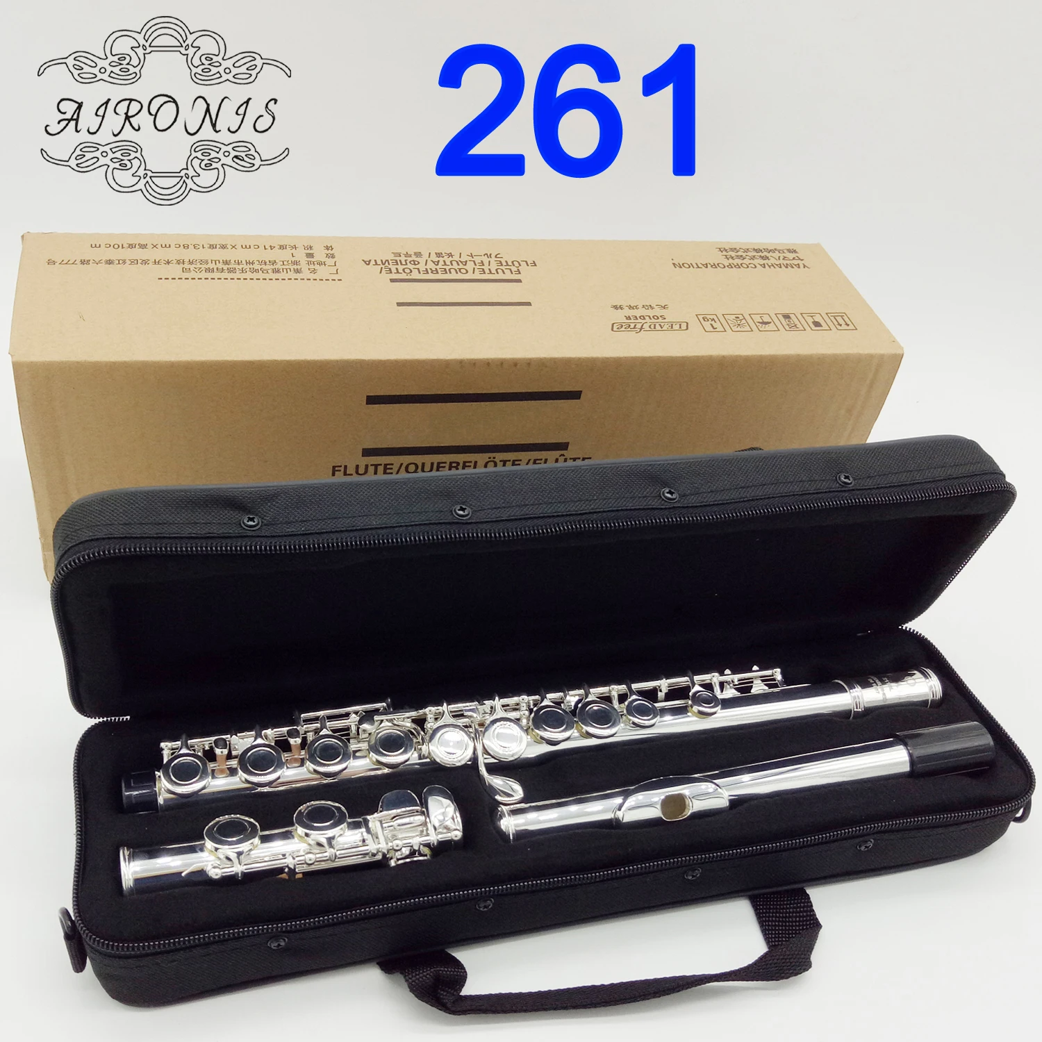 

New MFC Flute 261 Silver Plated Professional Flute Instrument Intermediate Student Flutes C Leg 16 Holes Closed Hole E Key
