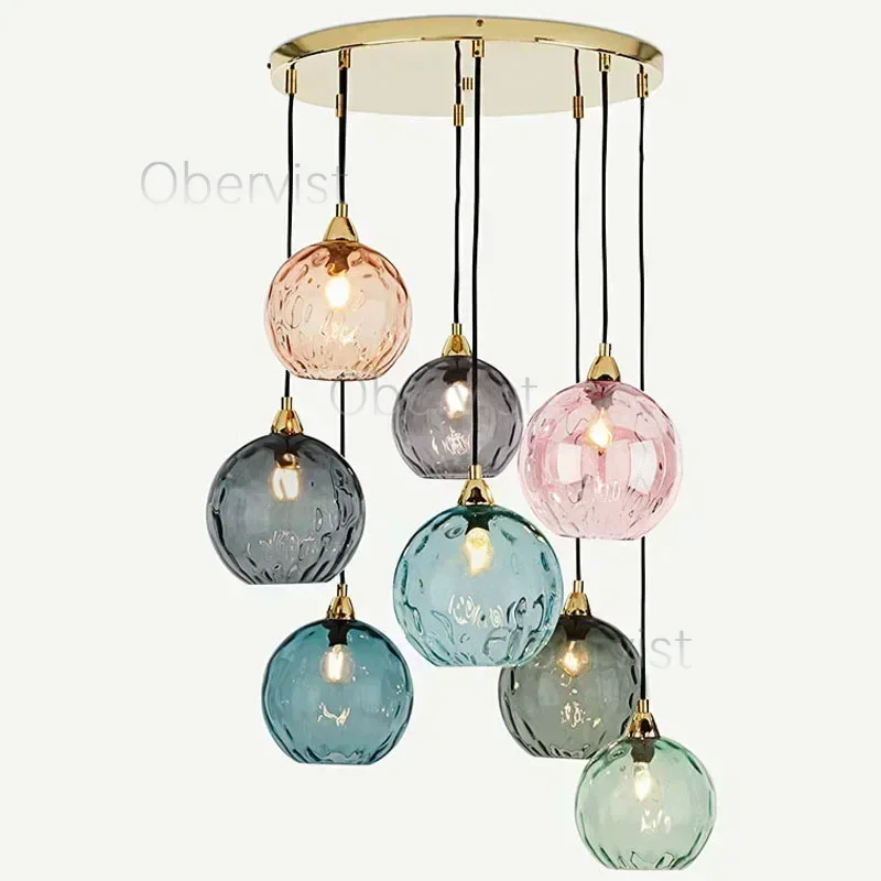 Colorful Modern Glass Chandelier Led Pendant Light For Living Room Classical Glass Hanging Lamp Fixture Nordic ChandelierLustre