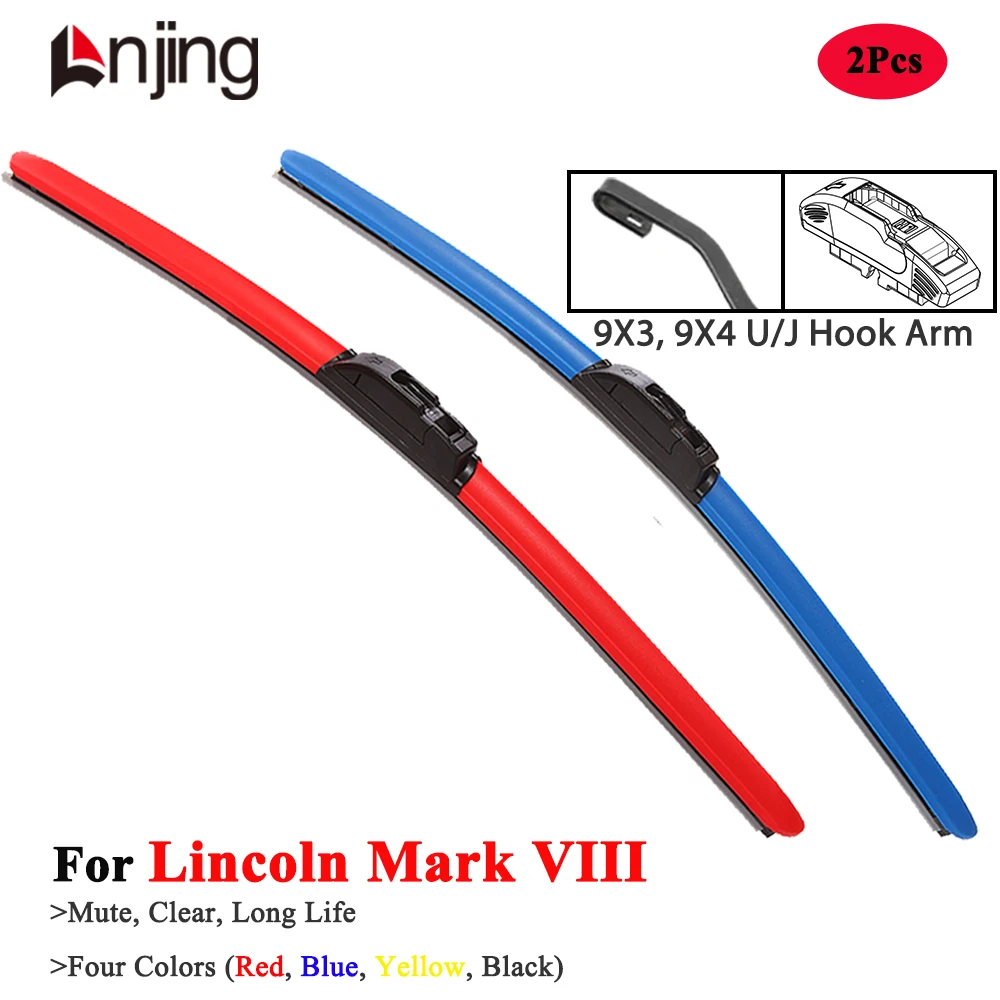 

LNJING Colorful Wiper Blade For Lincoln Mark VIII Coupe 1992 1994 1995 1996 1997 1998 Car Accessories Red Blue Windshield Wipers