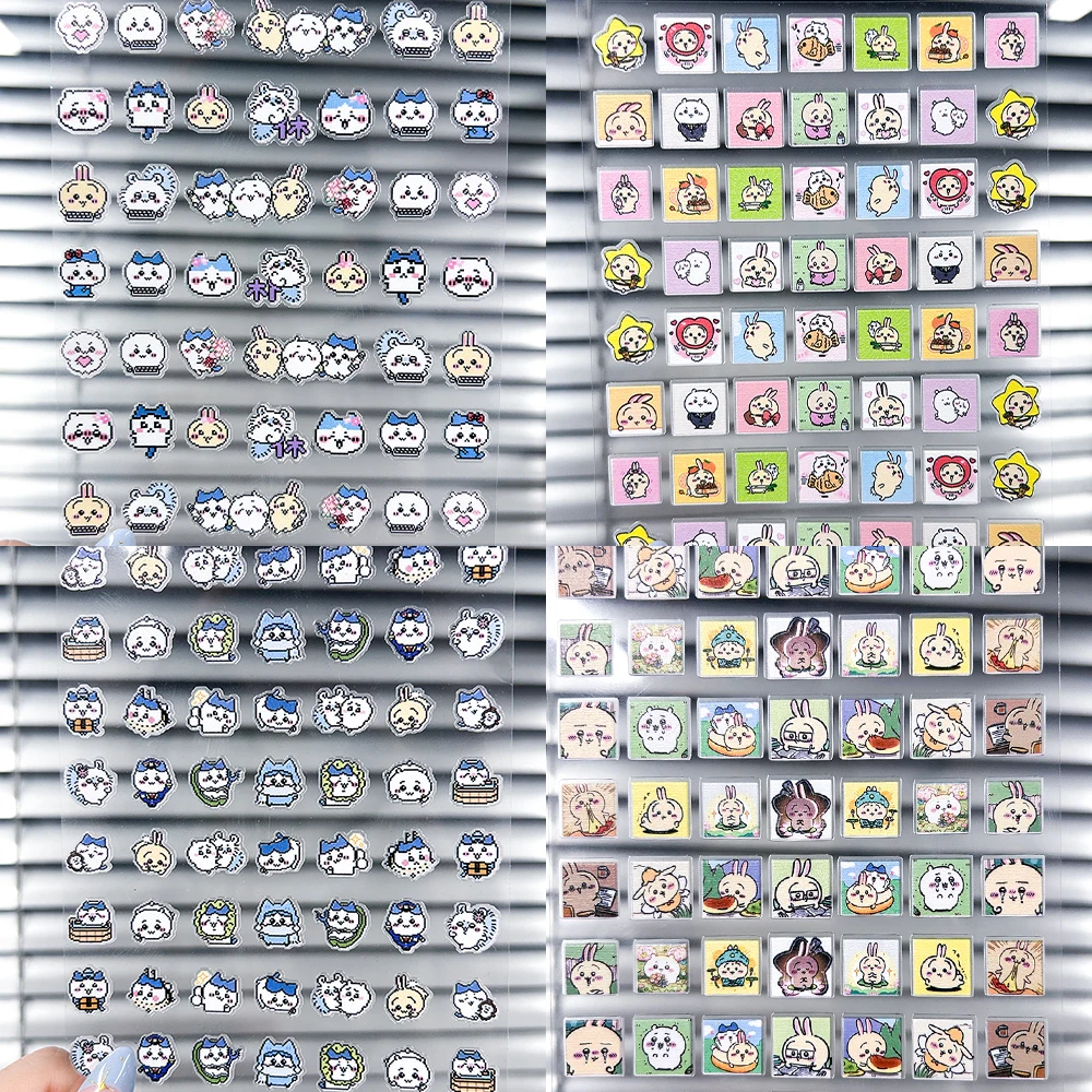 

Kawaii Chiikawa Anime Nail Sticker Decals Hachiware Usagi Transparent Waterproof Cute Diy Phone Case Nail Decoration Sticker