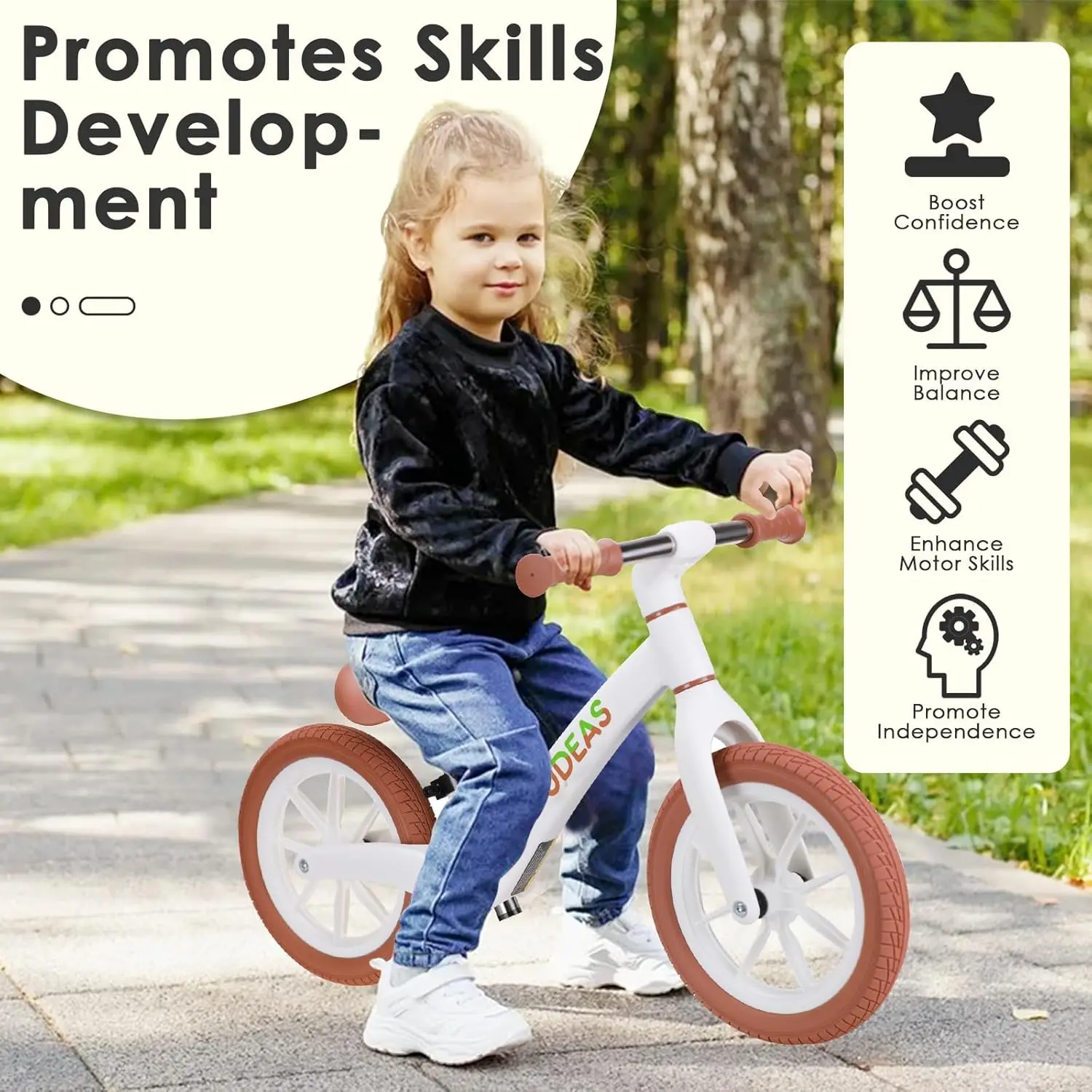 Toddler Balance Bike 2 Year Old, No Pedal Kids Balance Bike with Adjustable Seat, Ultra Light Nylon Bike Frame for Boys and Girl