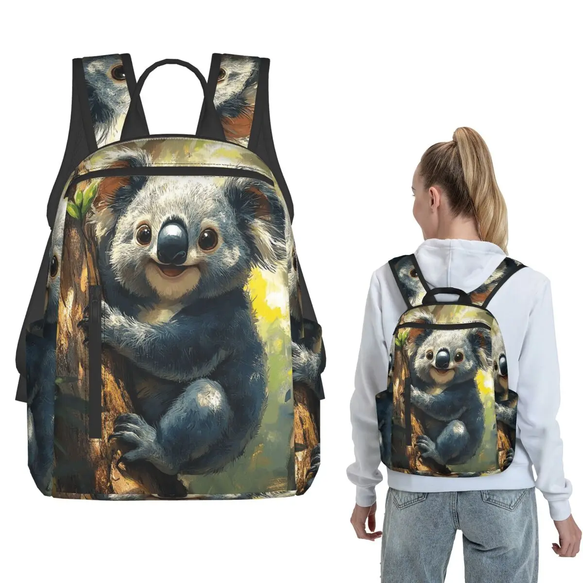 

Baby Koala Bear Hug A Branch Backpack Daypack Children BookBag School Bag Shoulder Bags for Men Women