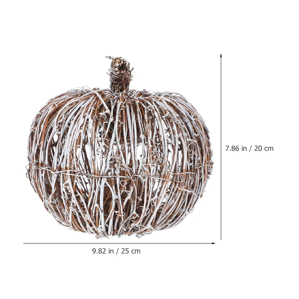 

Rattan Pumpkin Decor Woven Desktop Pumpkin Ornament Halloween Thanksgiving Party Tabletop Decoration Rattan Woven Decor