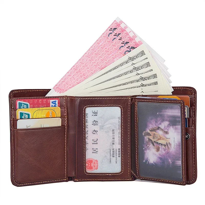 CICICUFF RFID Blocking Genuine Leather Men Wallet Brand Male Wallets Anti-scanning Real Leather Short Purse with Coin Pocket