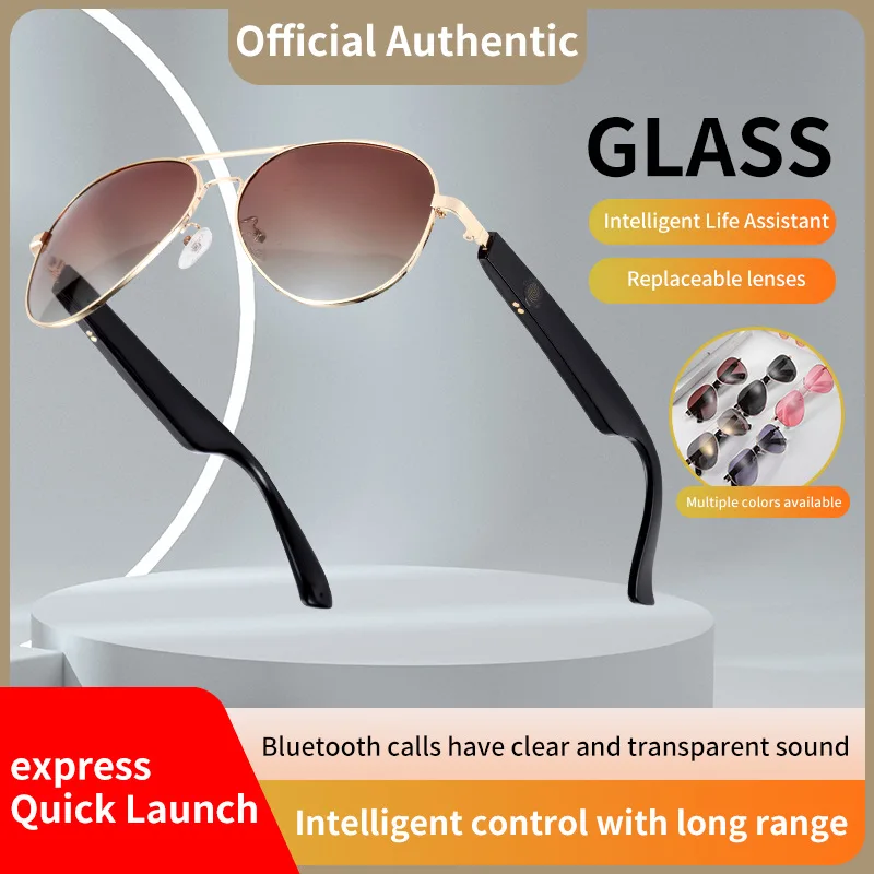 Bluetooth Glasses, Smart Glasses Listening To Songs Calling Sunglasses UV380 Ultraviolet Polarized Lenses Support Fast Charging