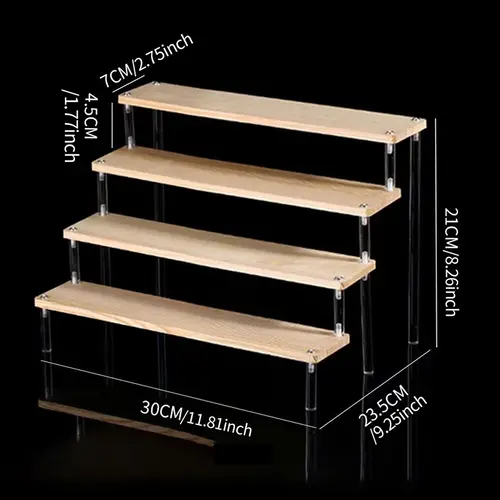 1-5 Tier Wood Acrylic Display Stand Hand-made Figure Doll Décor Toy Animation Car Model Blind Box Perfume Shelves Organizers - Image 11