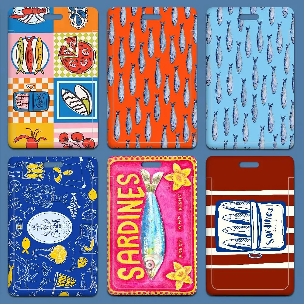 Beliebter Fisch-Sardinen-Ausweishalter mit Lanyard für Kinder, Kreditkartenetui, Umhängeband, Türkartenhalter, Ausweishülle, Geschenk