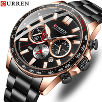 CURREN Casual Stainless Steel Strap Digital Case Quartz Watch Fashion Mens Simple Sport Style Calendar Clock Relogio Masculino