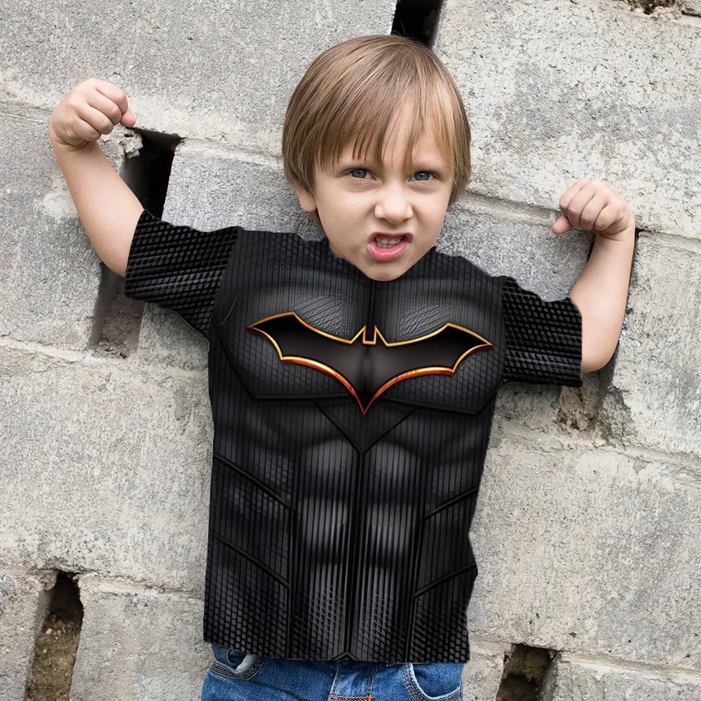 T-shirt Captain America pour enfants, classique, super-héros Spiderman, vêtements à séchage rapide pour garçons, haut à manches courtes pour hommes