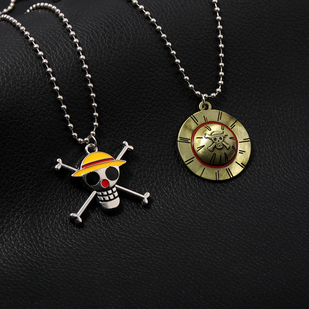 Anime One Piece Necklaces Luffy Ace Trafalgar Law Edward Newgate Zoro Sanji Nami Robin Chopper Metal Keychains Key Rings Figure