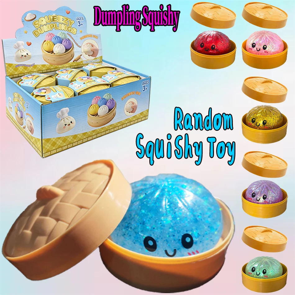 Nouveau Lot de 1 à 12 Pièces de Jouets Sensoriels Squishy en Forme de Dumpling Pailleté, Boîte Mystère Arc-en-ciel, Cadeau Sensoriel Anti-stress