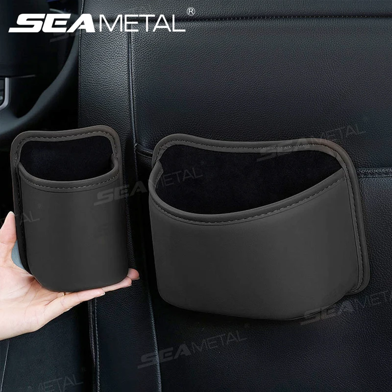SEAMETAL Car Seat Back Organizer Pu Leather Waterproof Wear-Resistant Storage Bag Universal Stable Car Side Door Cup Holder