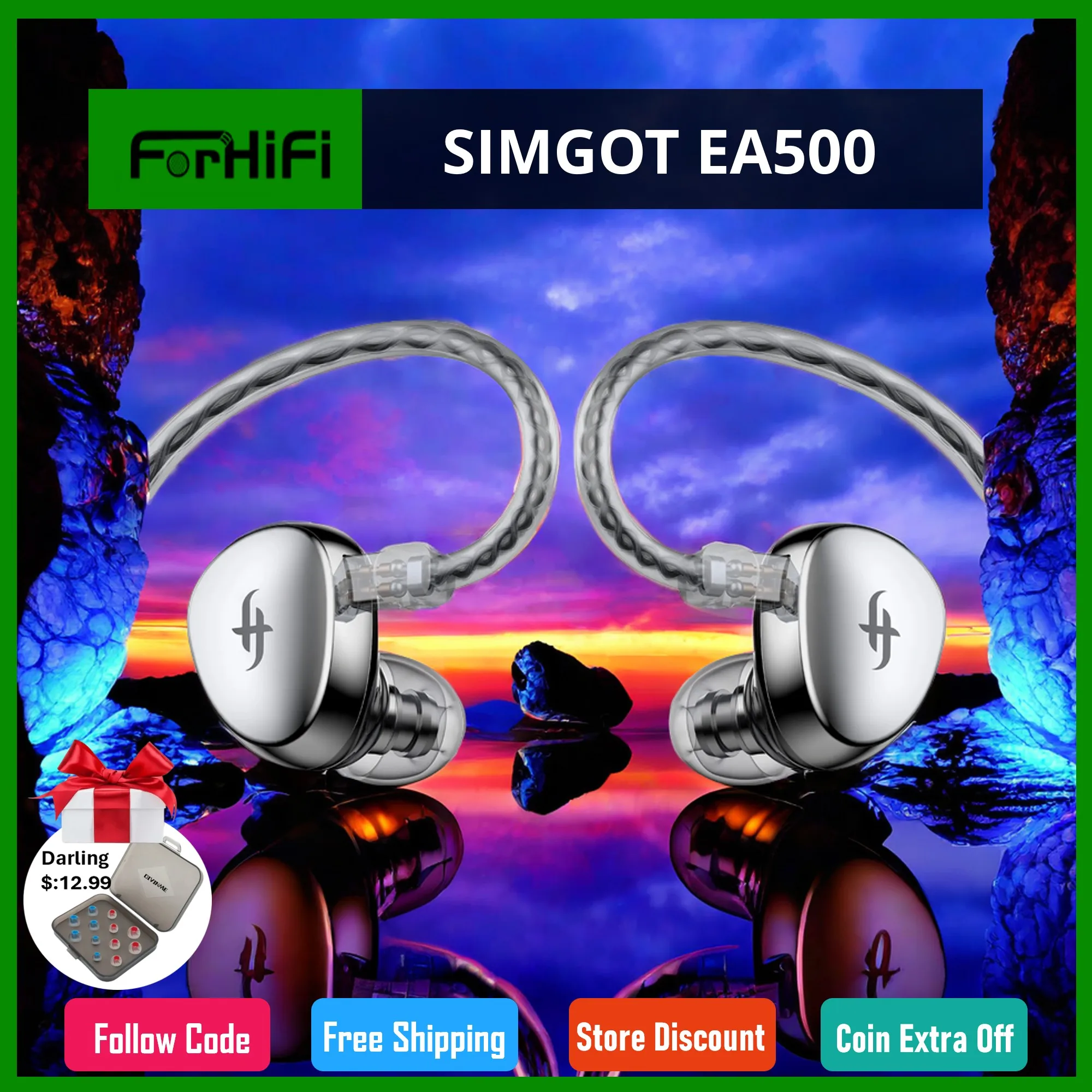 

SIMGOT EA500 Hi-Res In Ear Monitor Headphone with Detachable Cable Dynamic Driver IEM Earphone HiFi Stereo Wired Earbuds