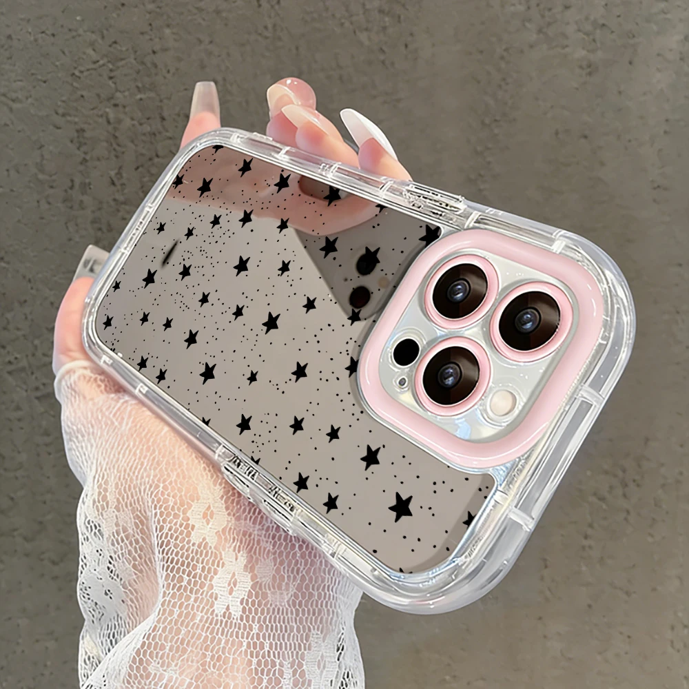 Einfache Stern-Polka-Dots Air-Cushion-Spiegel-Handyhülle für iPhone 17 15 14 16 Pro Max 13 12 11 Pro XR XS 7 8 Plus 17Air Girl Cover – Detail 33