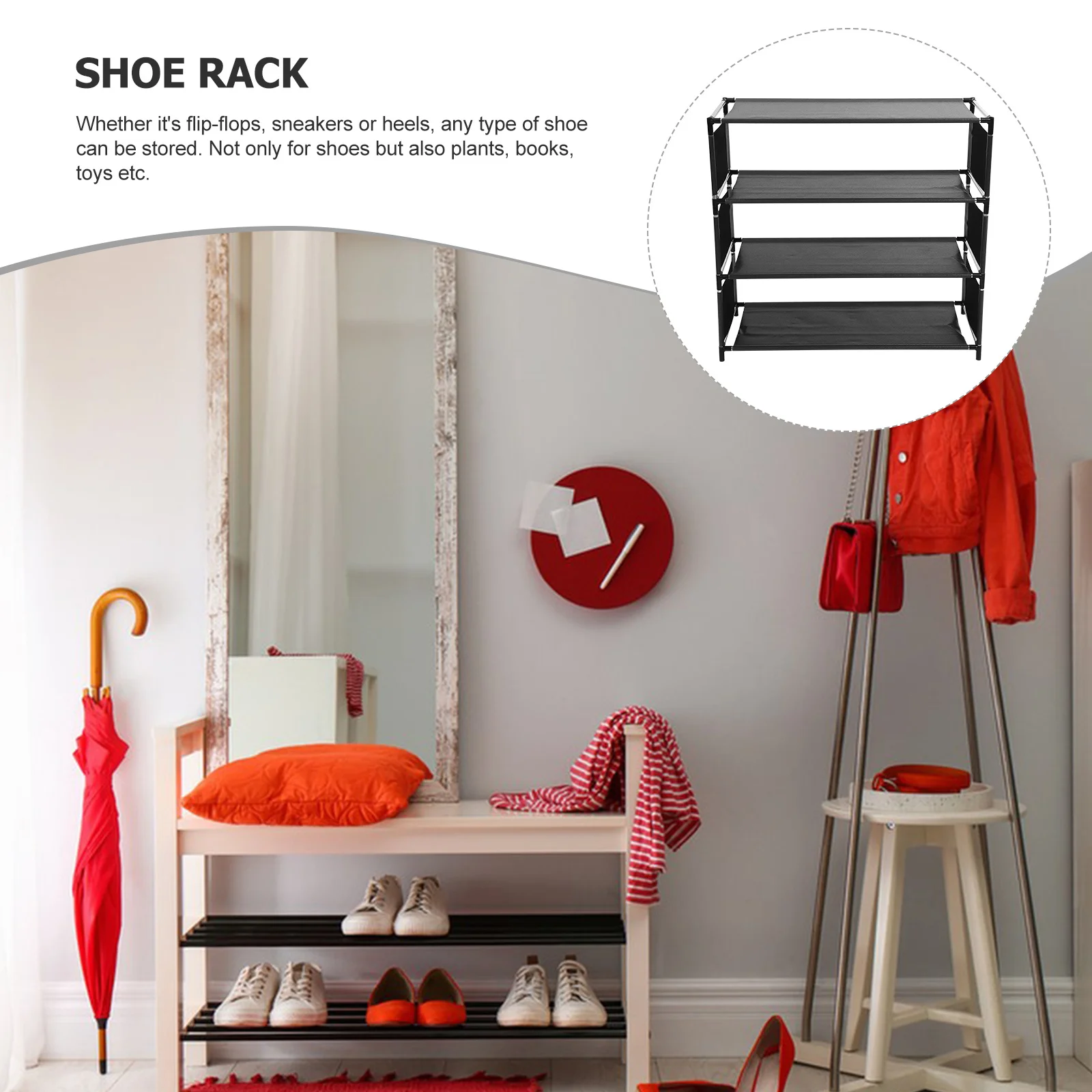 

4-Layer Multi-Layer Shoe Rack Compact Steel Tube Cloth Shoes Storage Organizer Space Saving Shoes Cabinet